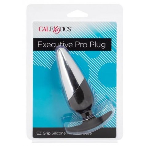 Серебристо-черная анальная пробка Executive Pro Plug - 12,75 см.